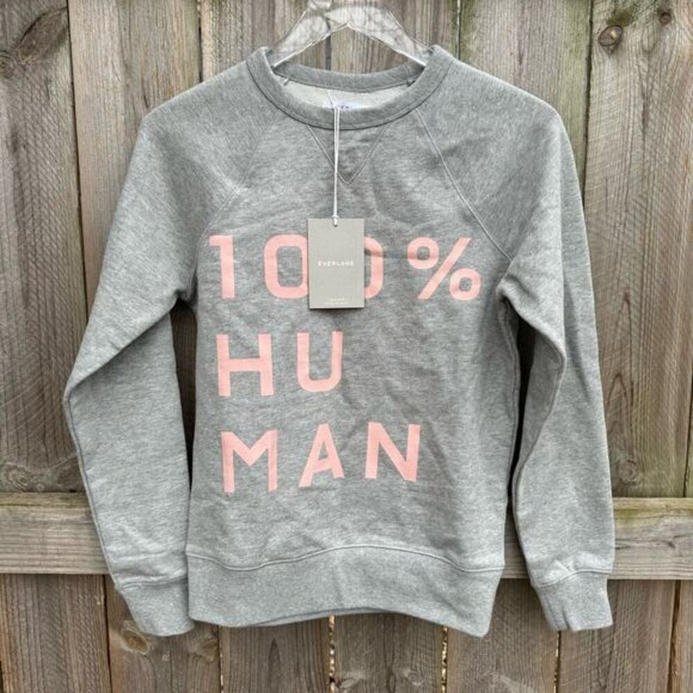 Everlane Sweatshirt 100% Human Pullover Crew Neck Gray XXXS NWT Sustainable